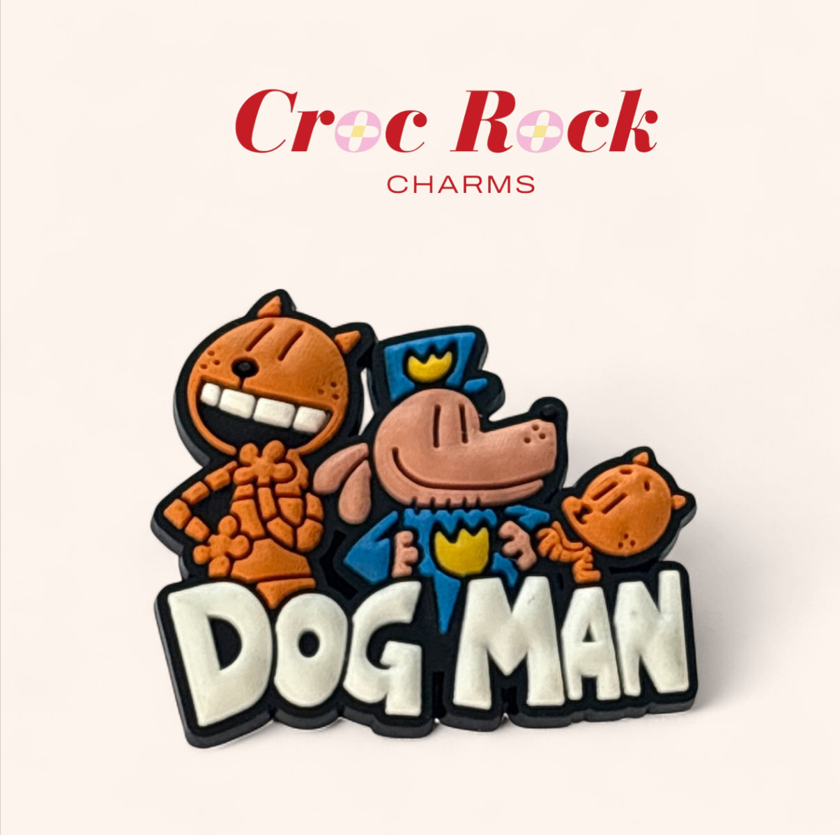 Dog Man and Friends Croc Charm - Petey, Li'l Petey & Dog Man