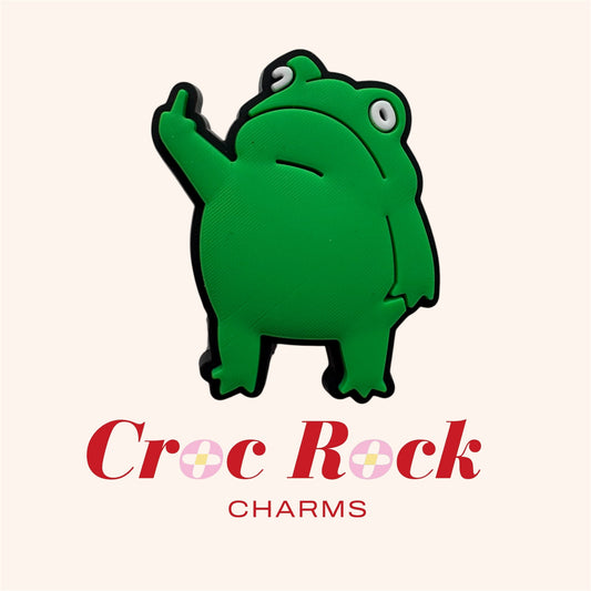 Green swearing frog Croc Charm