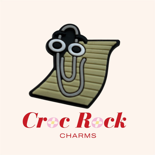clippy croc charm - retro 90s Microsoft office assistant paperclip character shoe charm for crocs